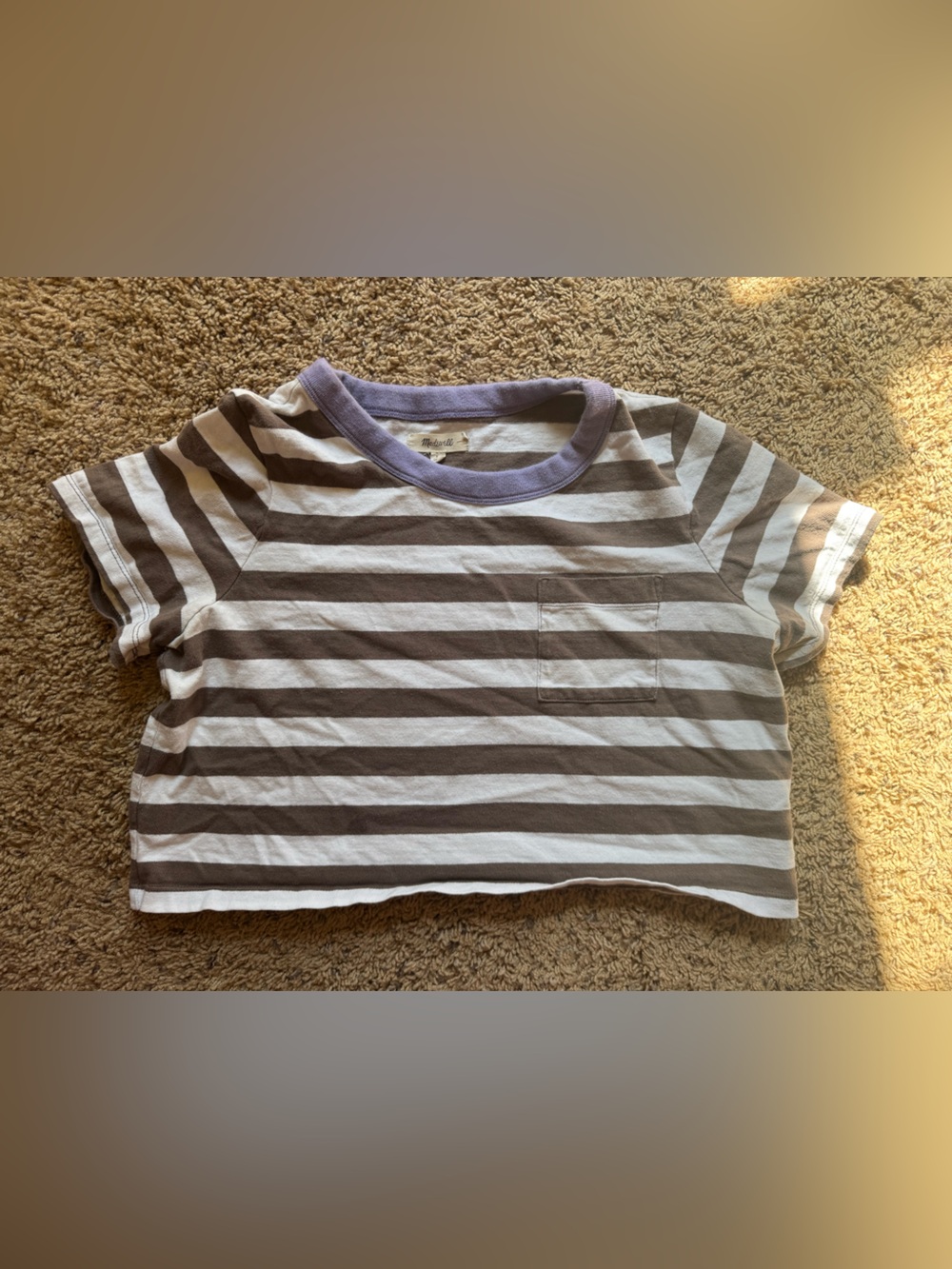Madewell 100% cotton striped crop t shirt size medium